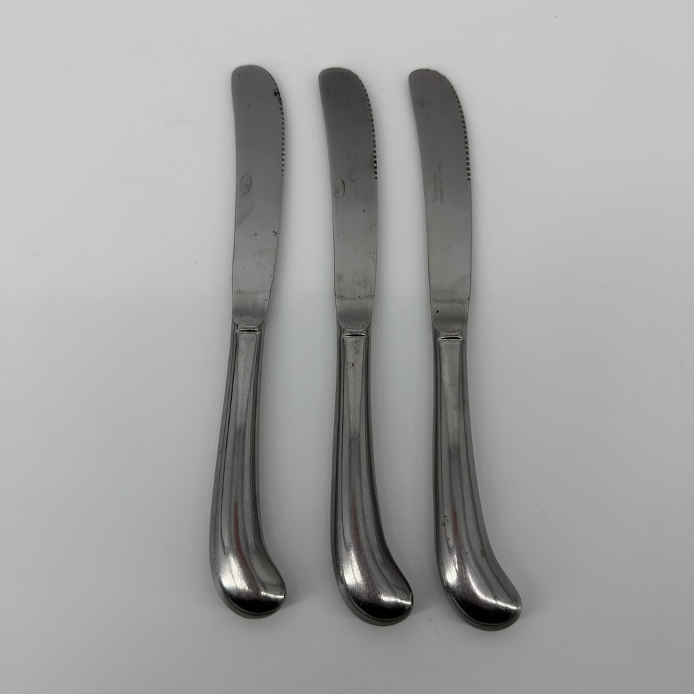 Rogers & Co Stainless Korea Steak Knives Set of 3‎ Pistol Grip Serrated Silver